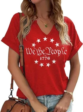 American Flag Patriotic T-Shirt Women 4th of July Shirt USA Flag Stars Stripes Graphic Shirt Summer Casual Tops