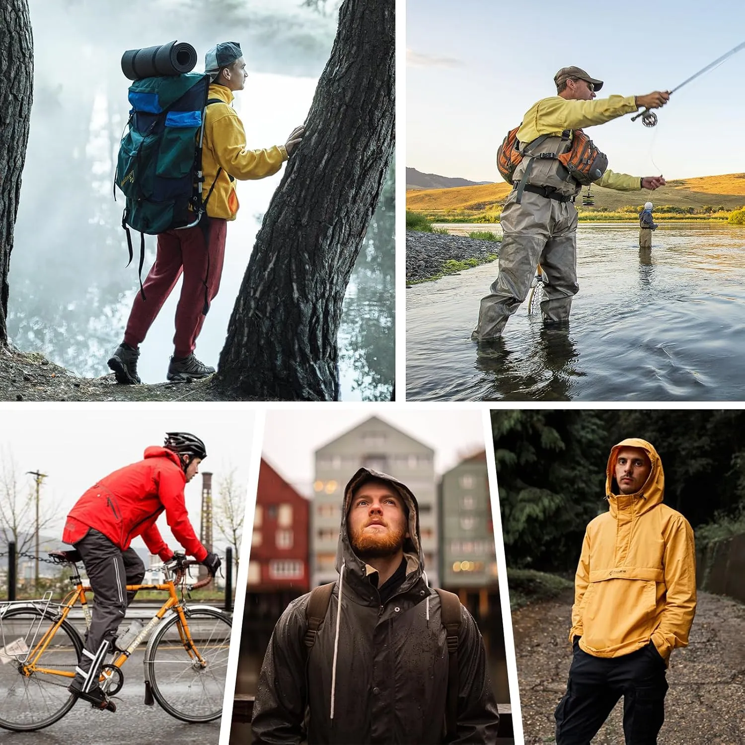 American Trends Raincoat for Men Waterproof with Hood Mens Rain Jacket Windbreaker Jackets Rain Coat