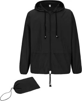 American Trends Raincoat for Men Waterproof with Hood Mens Rain Jacket Windbreaker Jackets Rain Coat