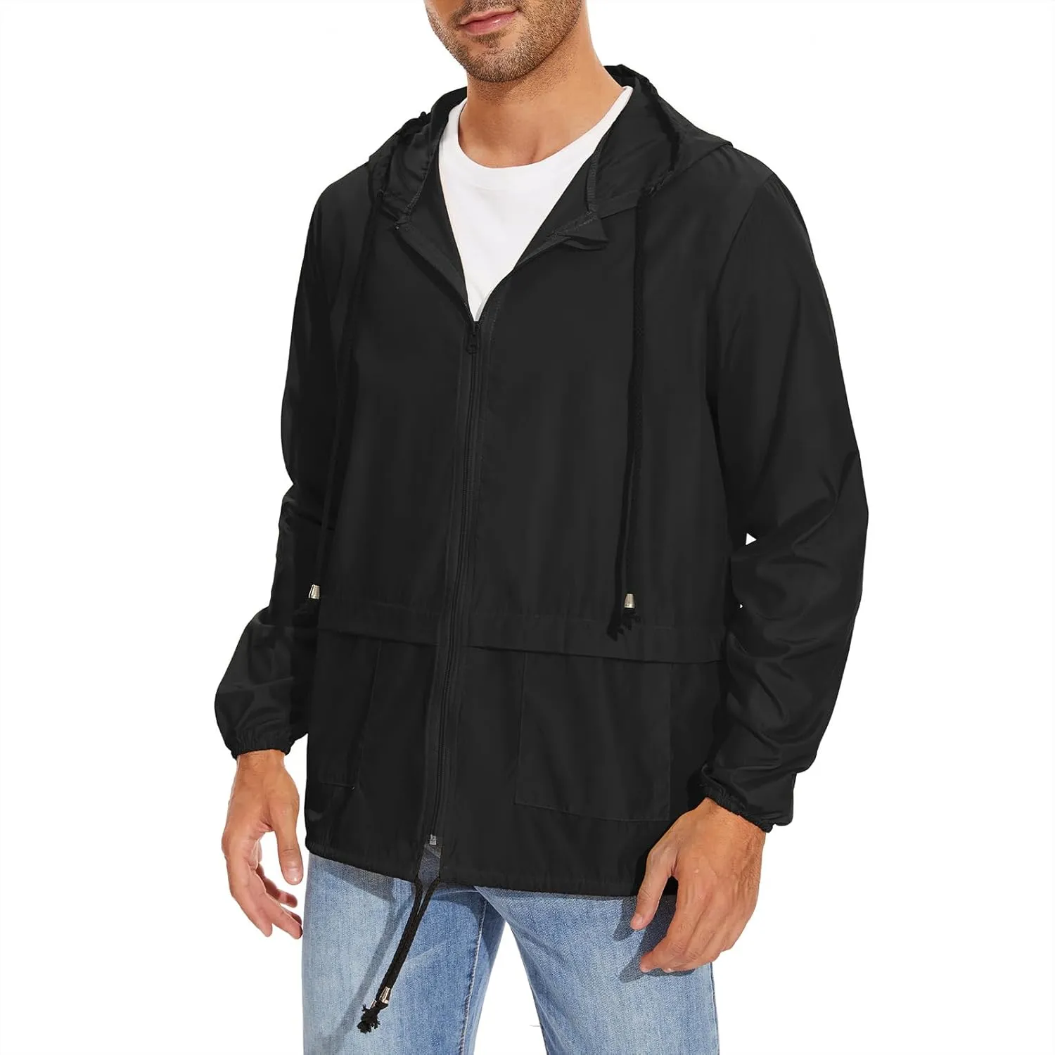 American Trends Raincoat for Men Waterproof with Hood Mens Rain Jacket Windbreaker Jackets Rain Coat