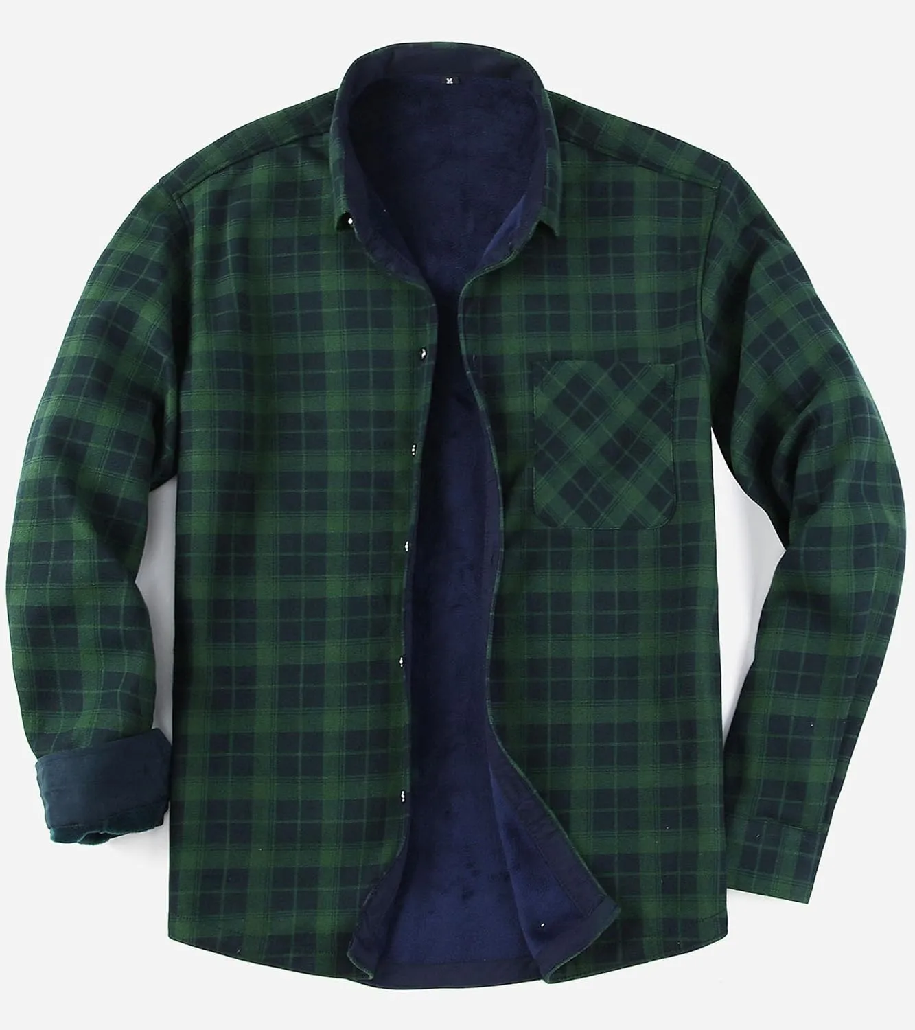 Askdeer Men's Plaid Shirts Jacket Fleece Flannel Shacket Long Sleeve Soft Warm Button Down Coat