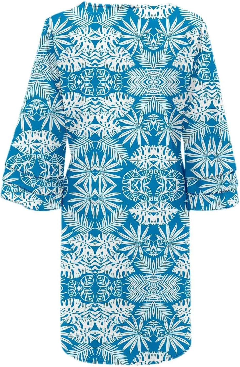 Boho Floral Mini Dress for Women | V Neck 3/4 Bell Sleeve Summer Dress, Flowy Loose Beach Dresses with Casual Chic Style