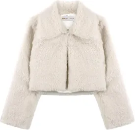 BOLEROSE Girls Cozy Faux Fur Childrens Kids Collared Bolero Shrug Jacket Coat
