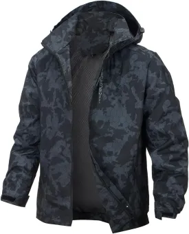 Chaos World Men's Rain Jacket With Hood Windbreaker Lightweight Waterproof Raincoat Trench Coat Camping Gear