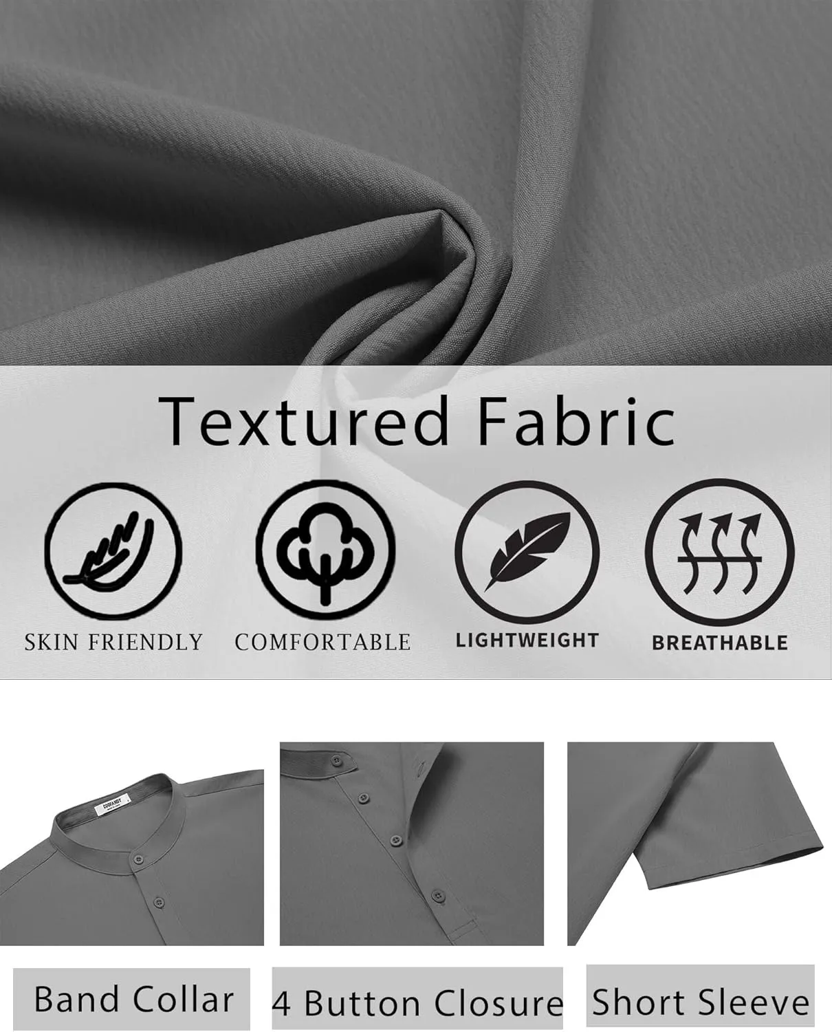 COOFANDY Men's Henley Shirt Short Sleeve Casual T-Shirt Summer Beach Hippie Henley Tee Shirt