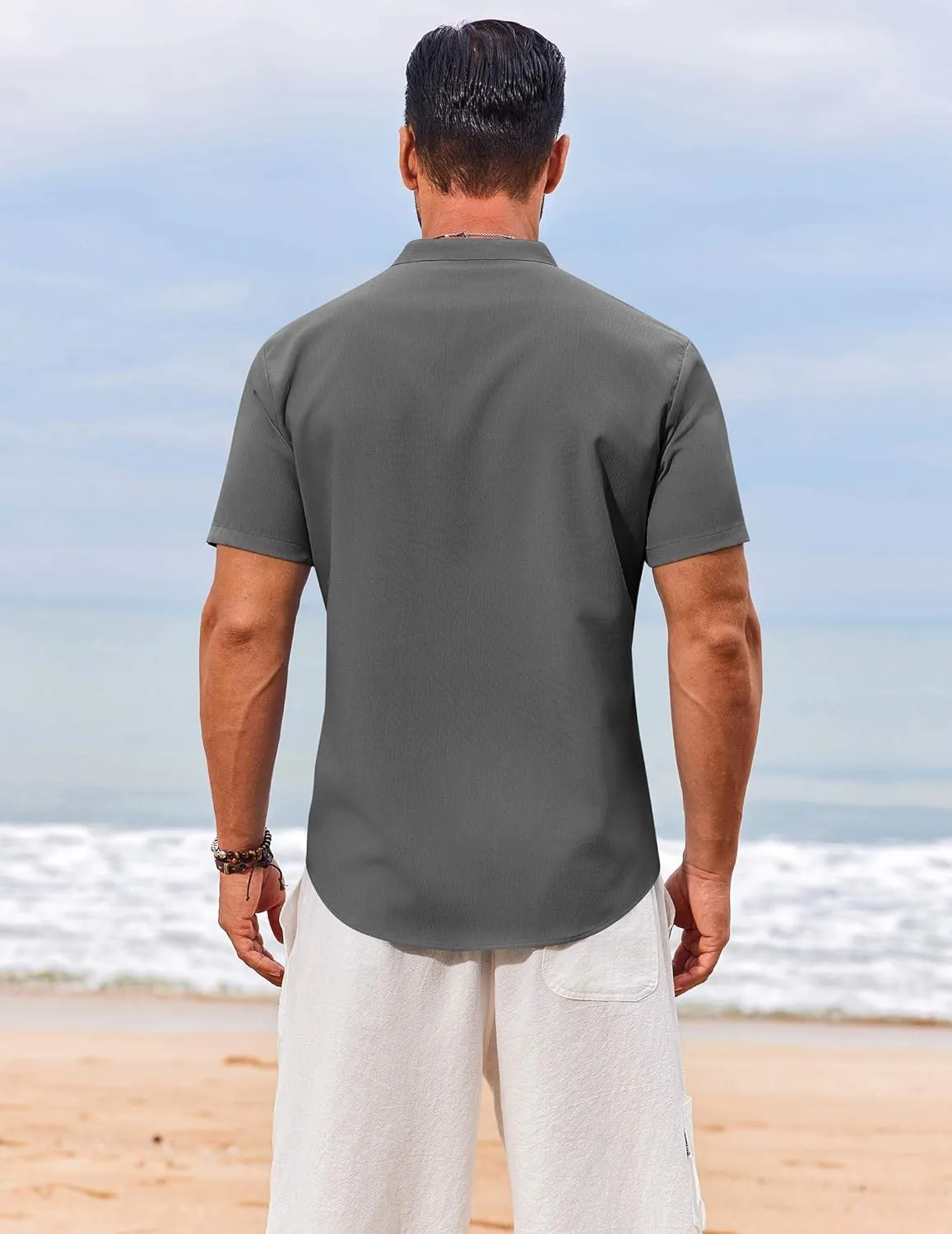 COOFANDY Men's Henley Shirt Short Sleeve Casual T-Shirt Summer Beach Hippie Henley Tee Shirt