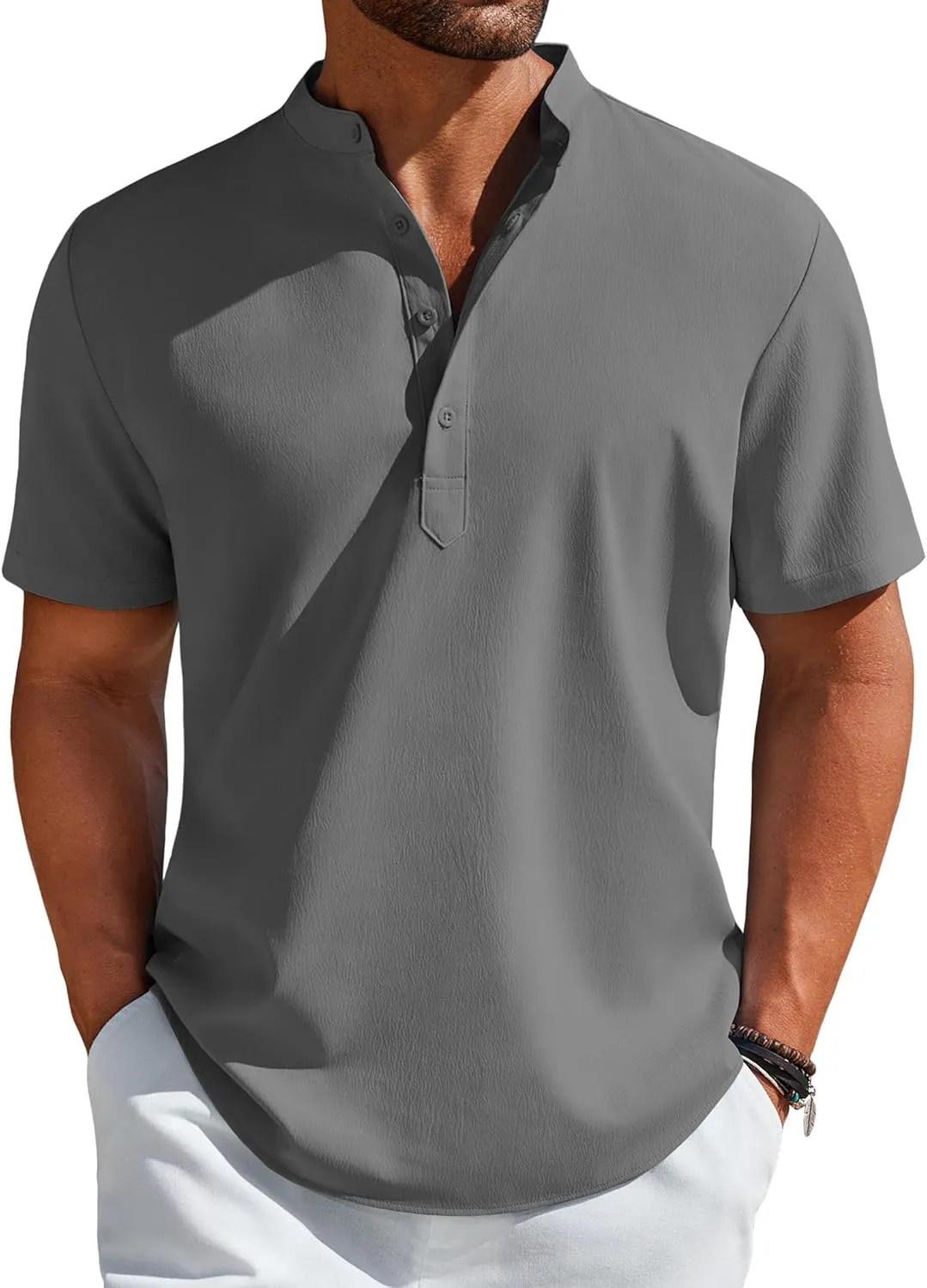 COOFANDY Men's Henley Shirt Short Sleeve Casual T-Shirt Summer Beach Hippie Henley Tee Shirt