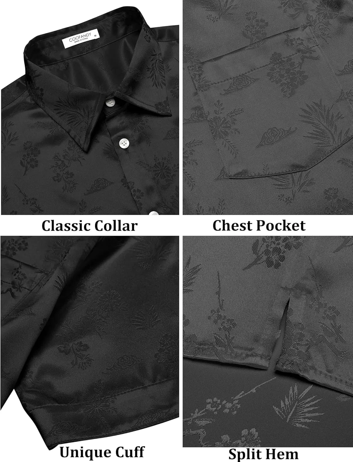 COOFANDY Mens Silk Button Down Short Sleeve Shirt Satin Dress Shirts Summer Beach Wedding Shirt