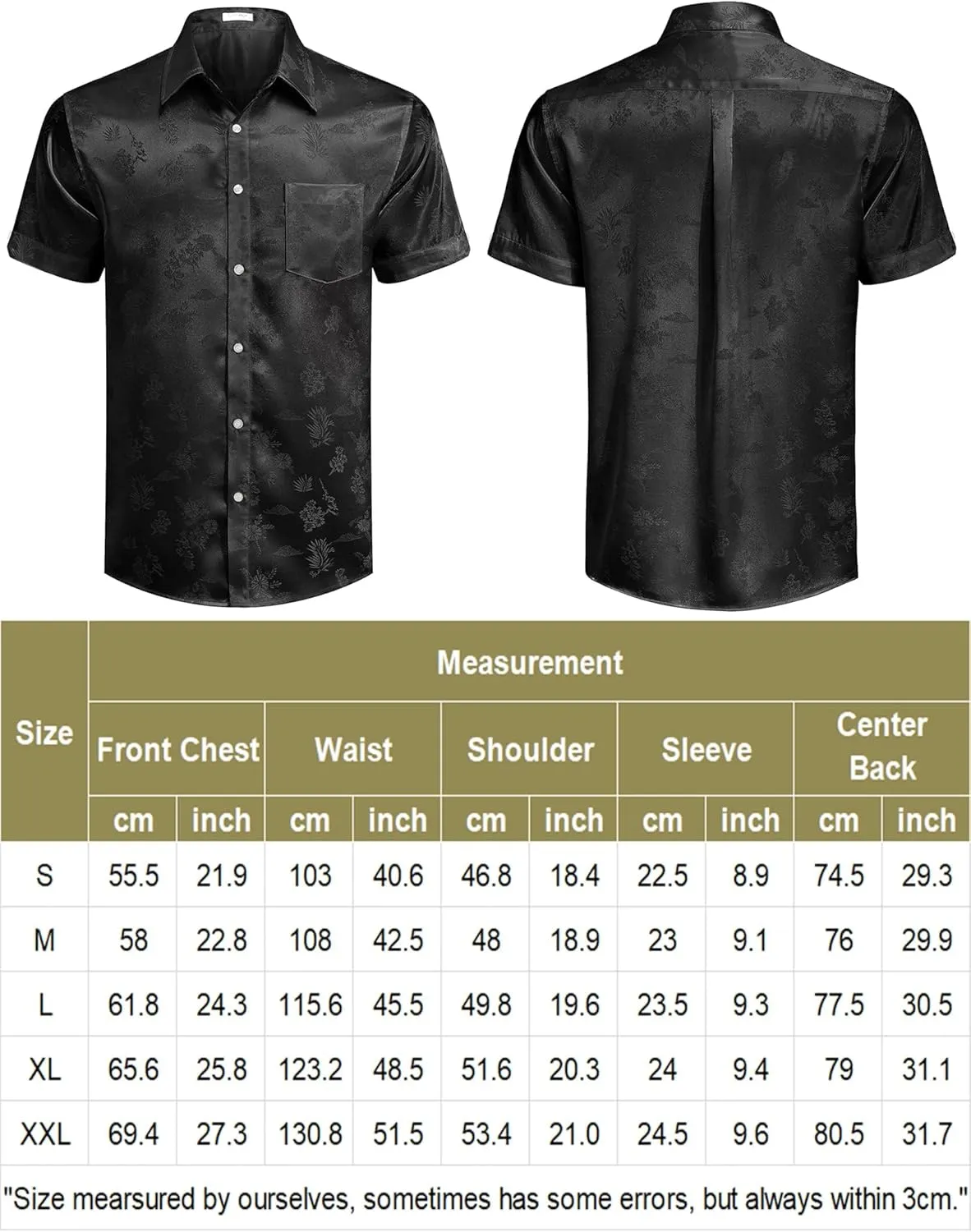 COOFANDY Mens Silk Button Down Short Sleeve Shirt Satin Dress Shirts Summer Beach Wedding Shirt
