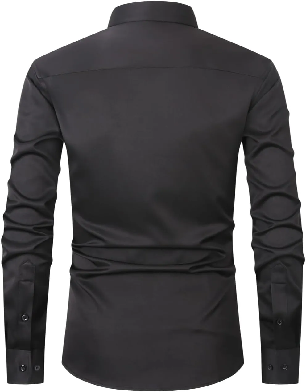corfty Men Long Sleeve Dress Shirt - Regular Fit Stretch Free-Wrinkle Button Down Shirt