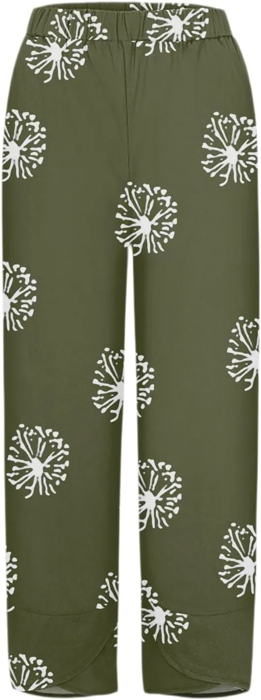 Cotton Linen Pants Women Petite Boho Summer Casual Baggy Beach Capris Lounge Lightweight Loose Fit Harem Trousers