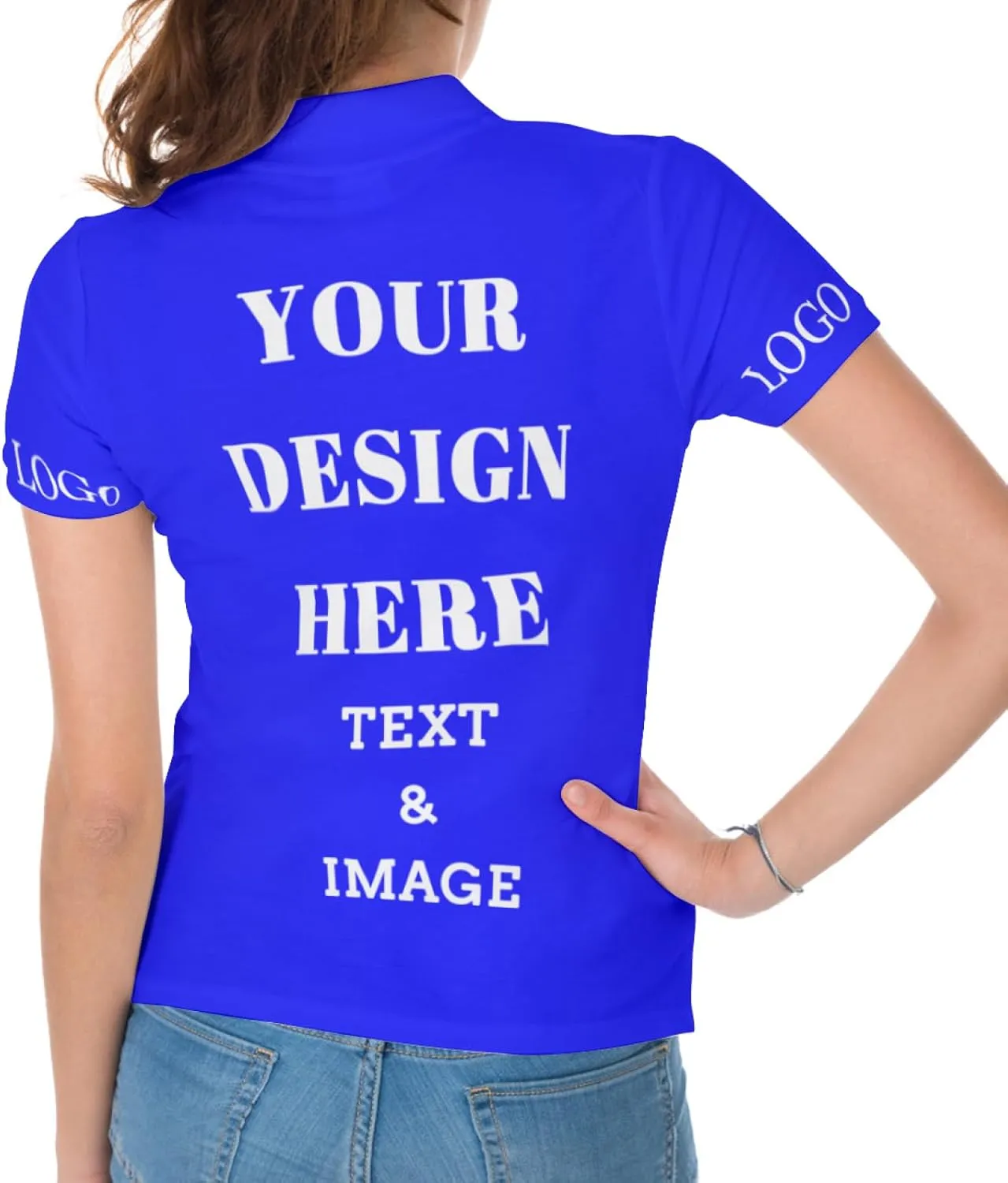Custom Polo Shirt for Women Your Design Here Personalized Polo Shirt Short Sleeve T-Shirt for Sports