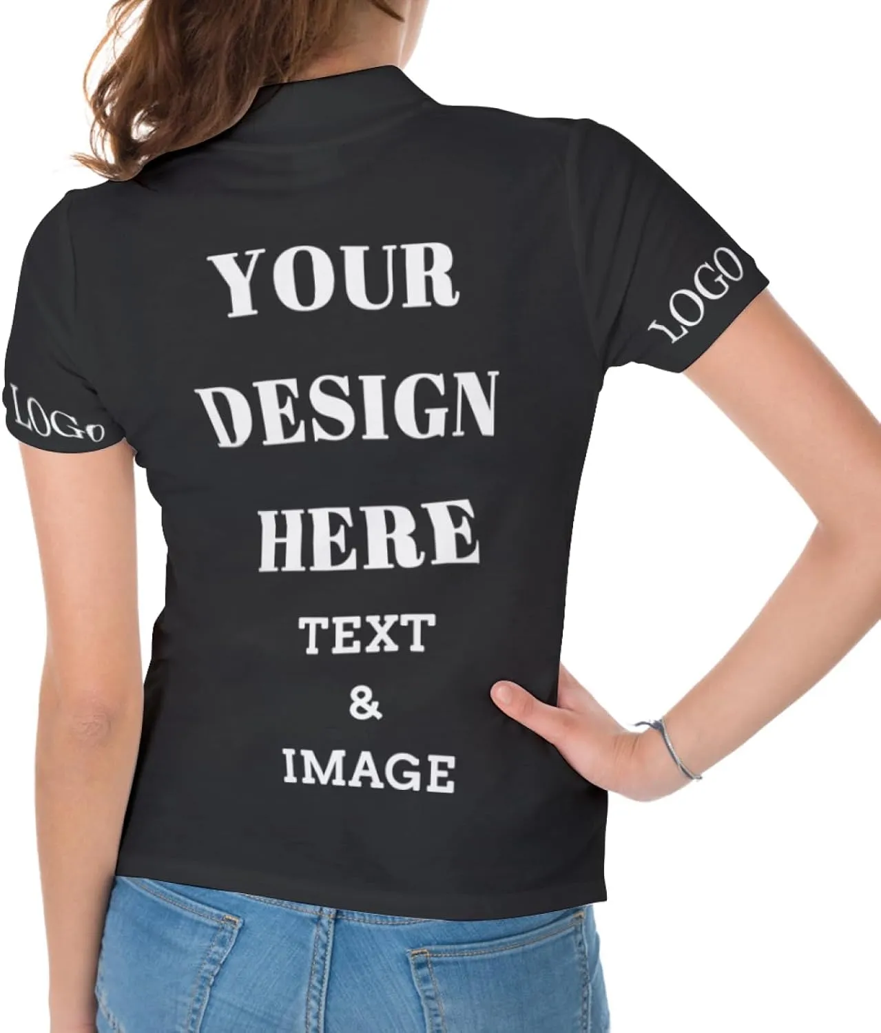 Custom Polo Shirt for Women Your Design Here Personalized Polo Shirt Short Sleeve T-Shirt for Sports
