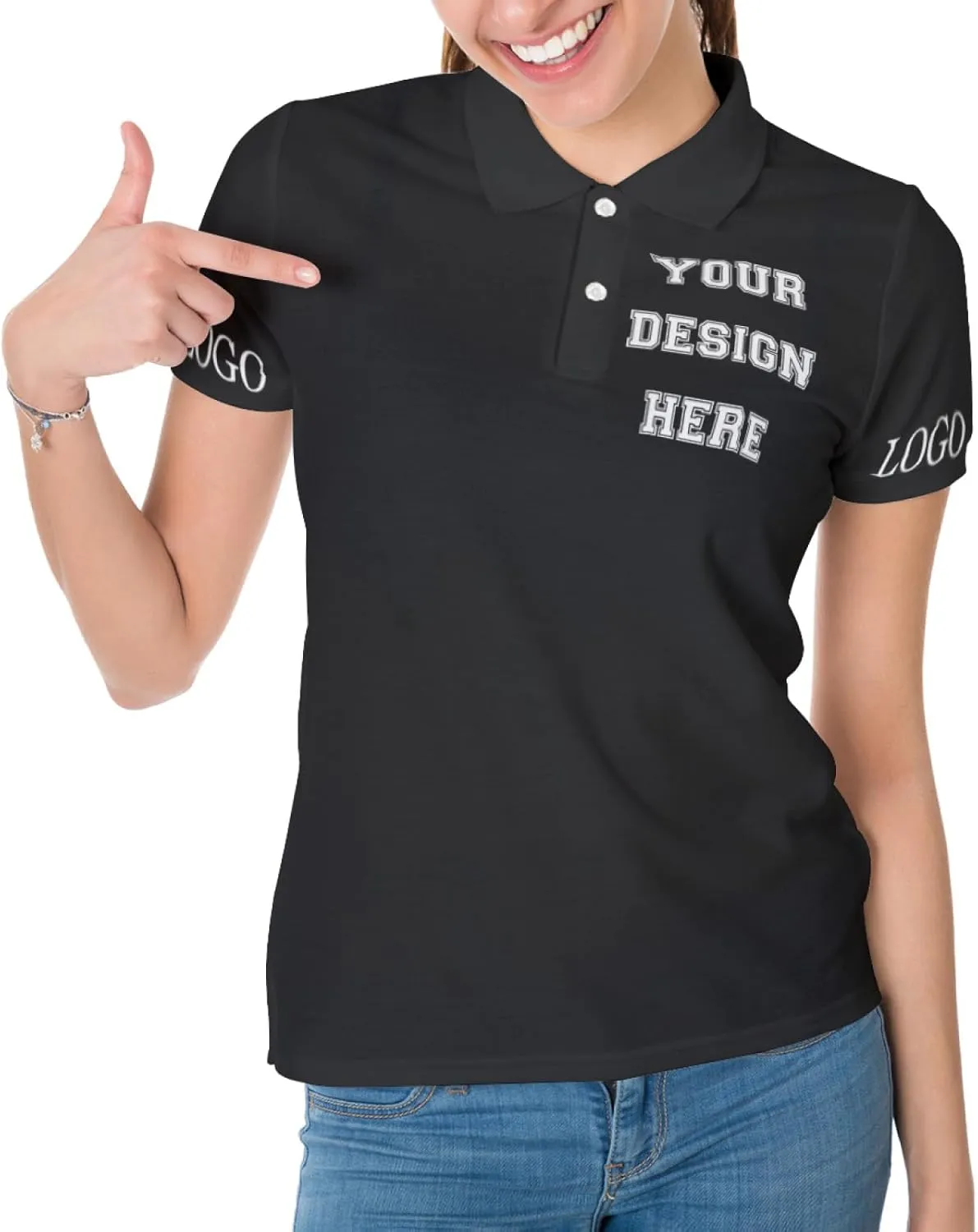 Custom Polo Shirt for Women Your Design Here Personalized Polo Shirt Short Sleeve T-Shirt for Sports