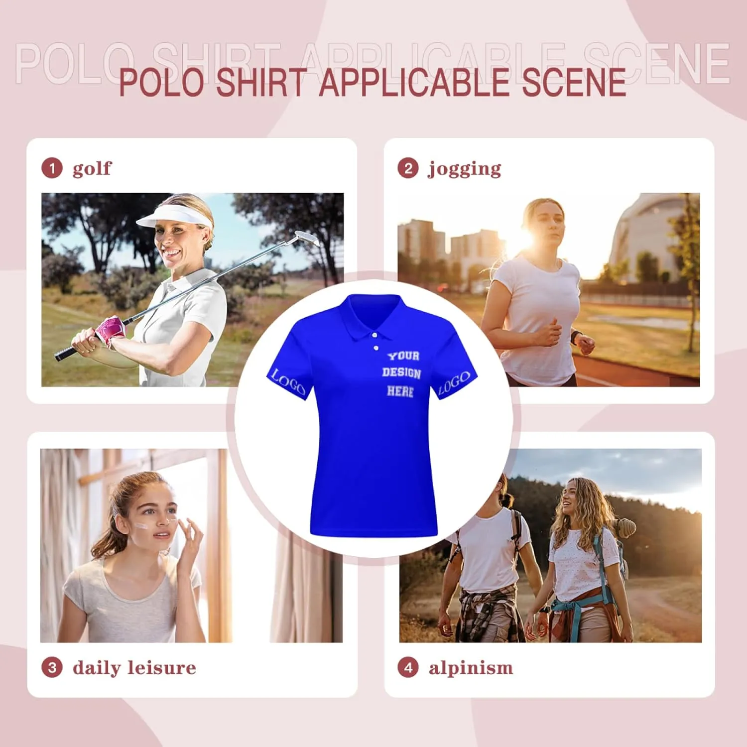 Custom Polo Shirt for Women Your Design Here Personalized Polo Shirt Short Sleeve T-Shirt for Sports
