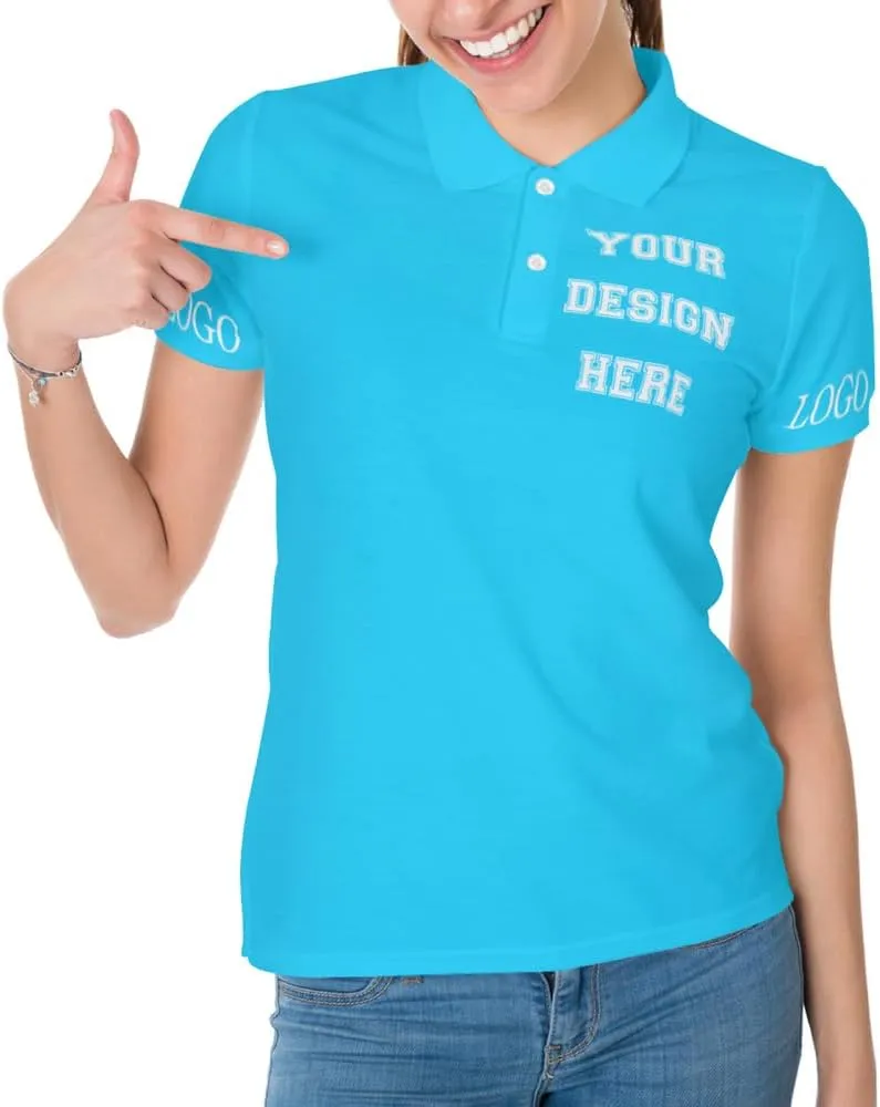 Custom Polo Shirt for Women Your Design Here Personalized Polo Shirt Short Sleeve T-Shirt for Sports