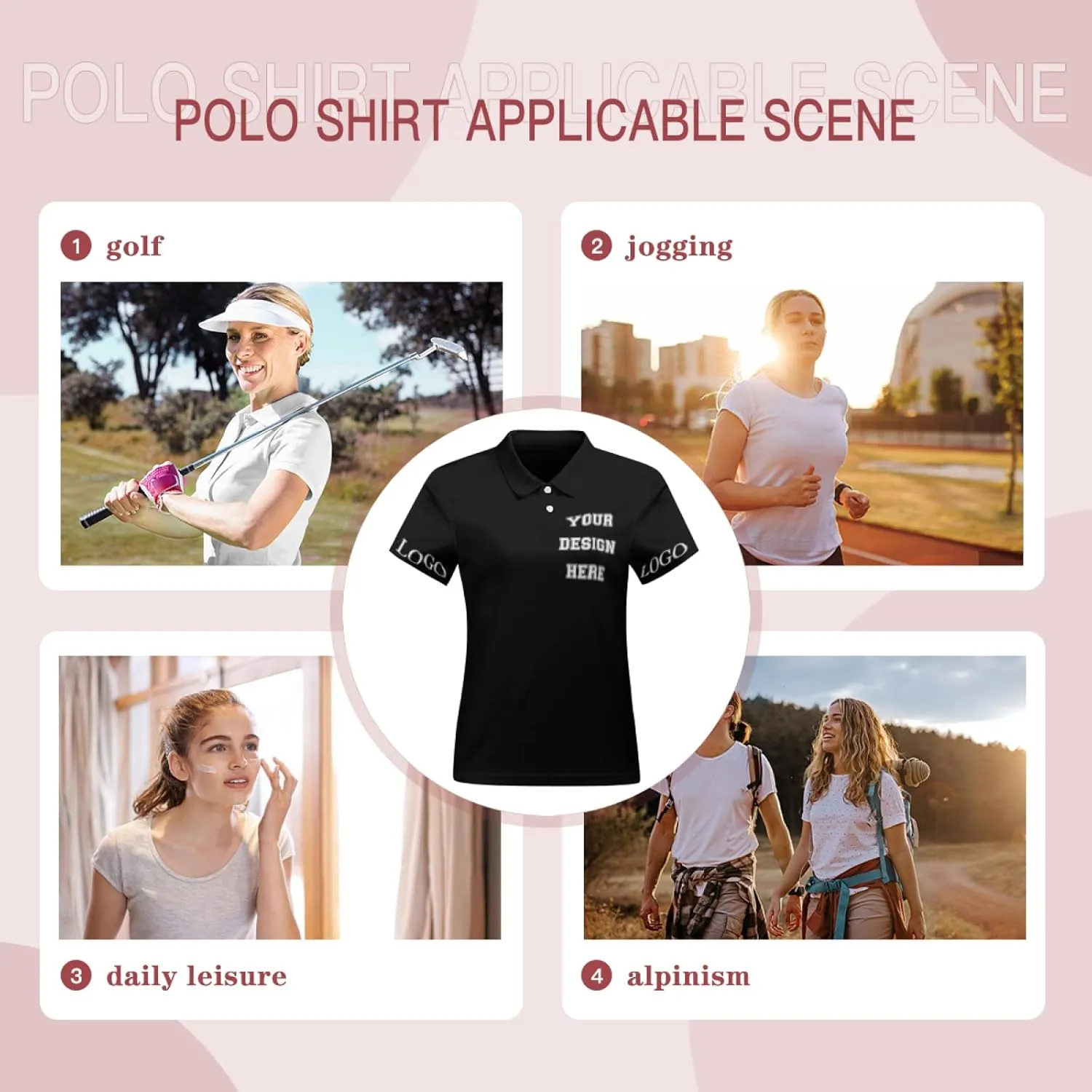 Custom Polo Shirt for Women Your Design Here Personalized Polo Shirt Short Sleeve T-Shirt for Sports