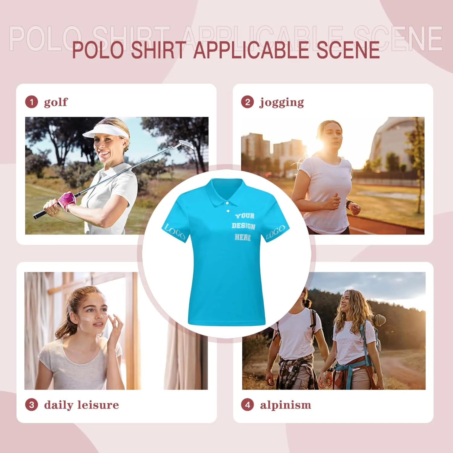 Custom Polo Shirt for Women Your Design Here Personalized Polo Shirt Short Sleeve T-Shirt for Sports