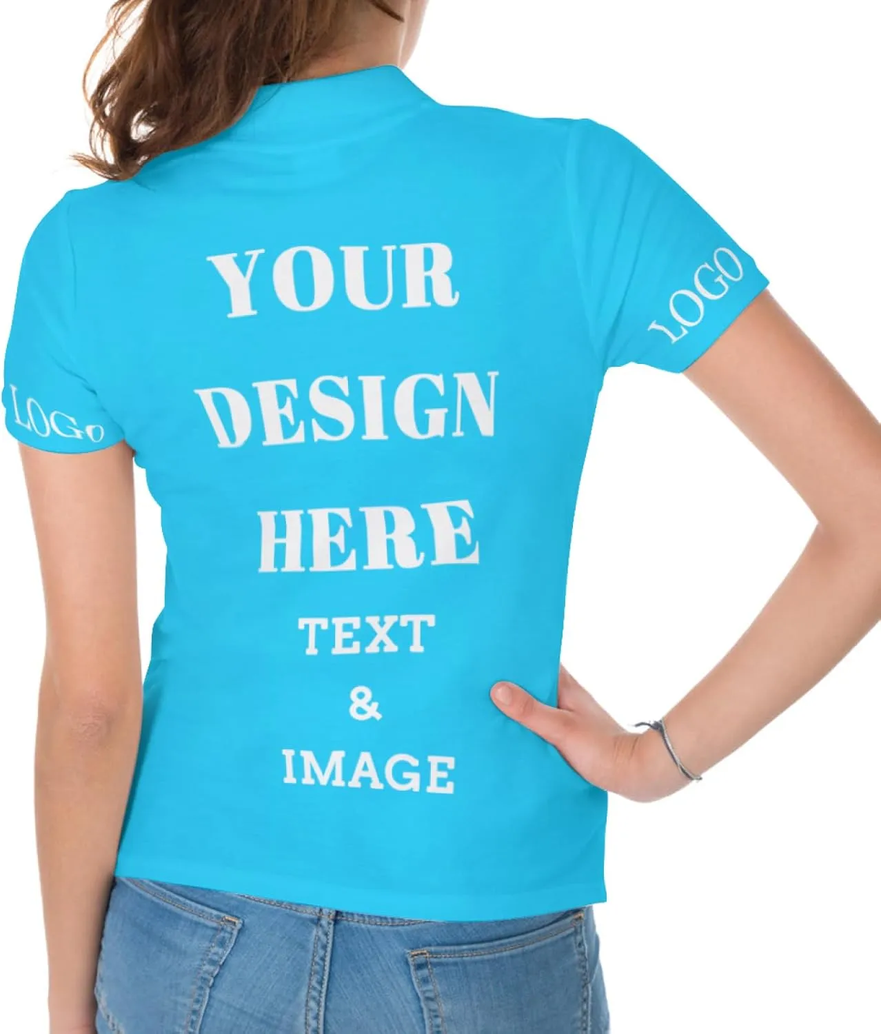 Custom Polo Shirt for Women Your Design Here Personalized Polo Shirt Short Sleeve T-Shirt for Sports