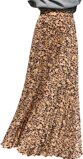 ebossy Women's High Waist Flowy Pleated Chiffon Maxi Skirt