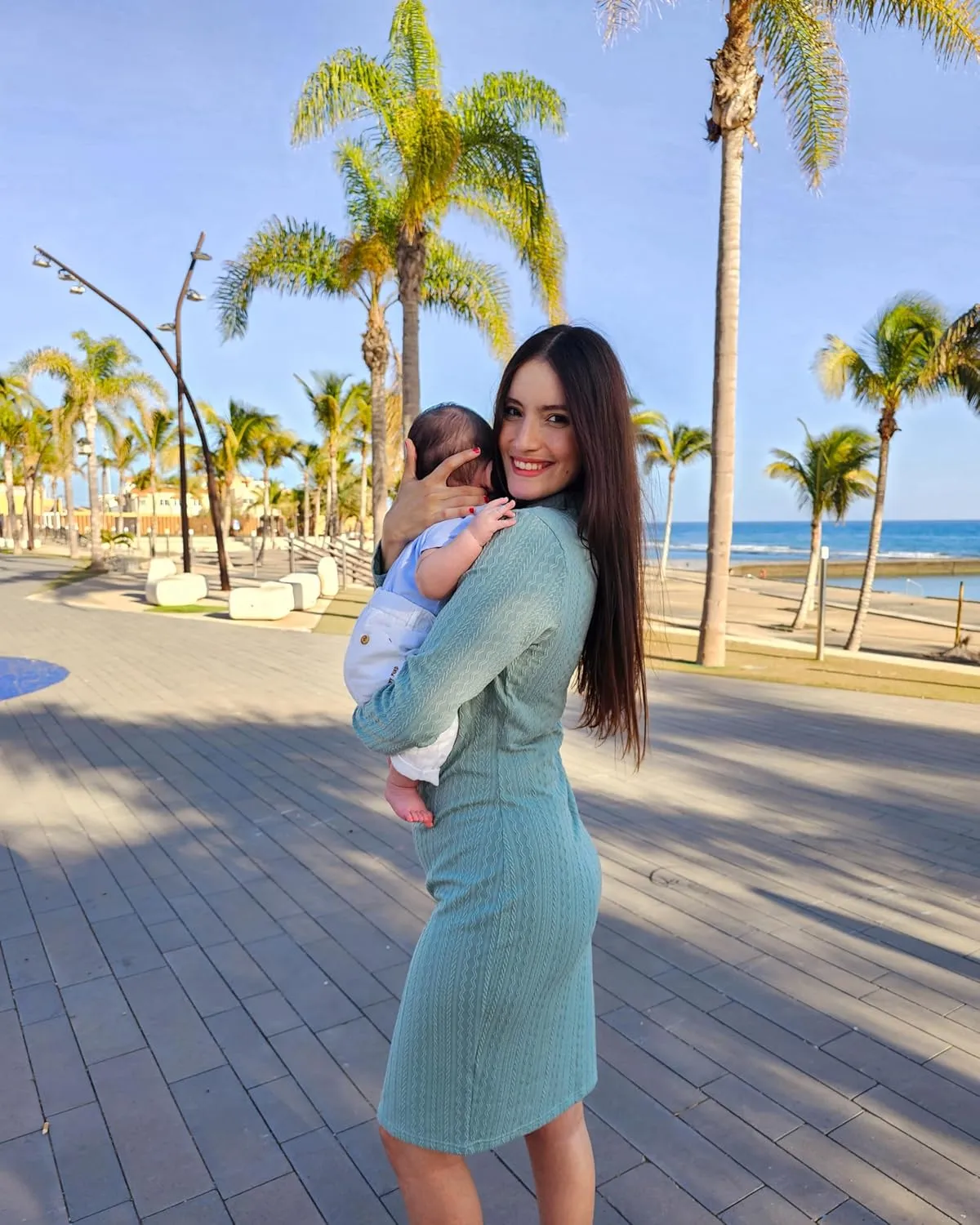 Ekouaer Maternity Dress Mock Turtleneck Pregnancy Dress Rib Knit Stretchy Bodycon Baby Shower Dress