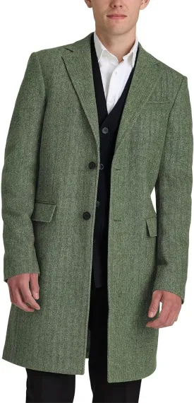 EMERAIDVLN Mens Trench Coat Wool Blend Pea Coat Winter Long Trench Overcoat Notched Lapel Classic Business Pea Top Coat