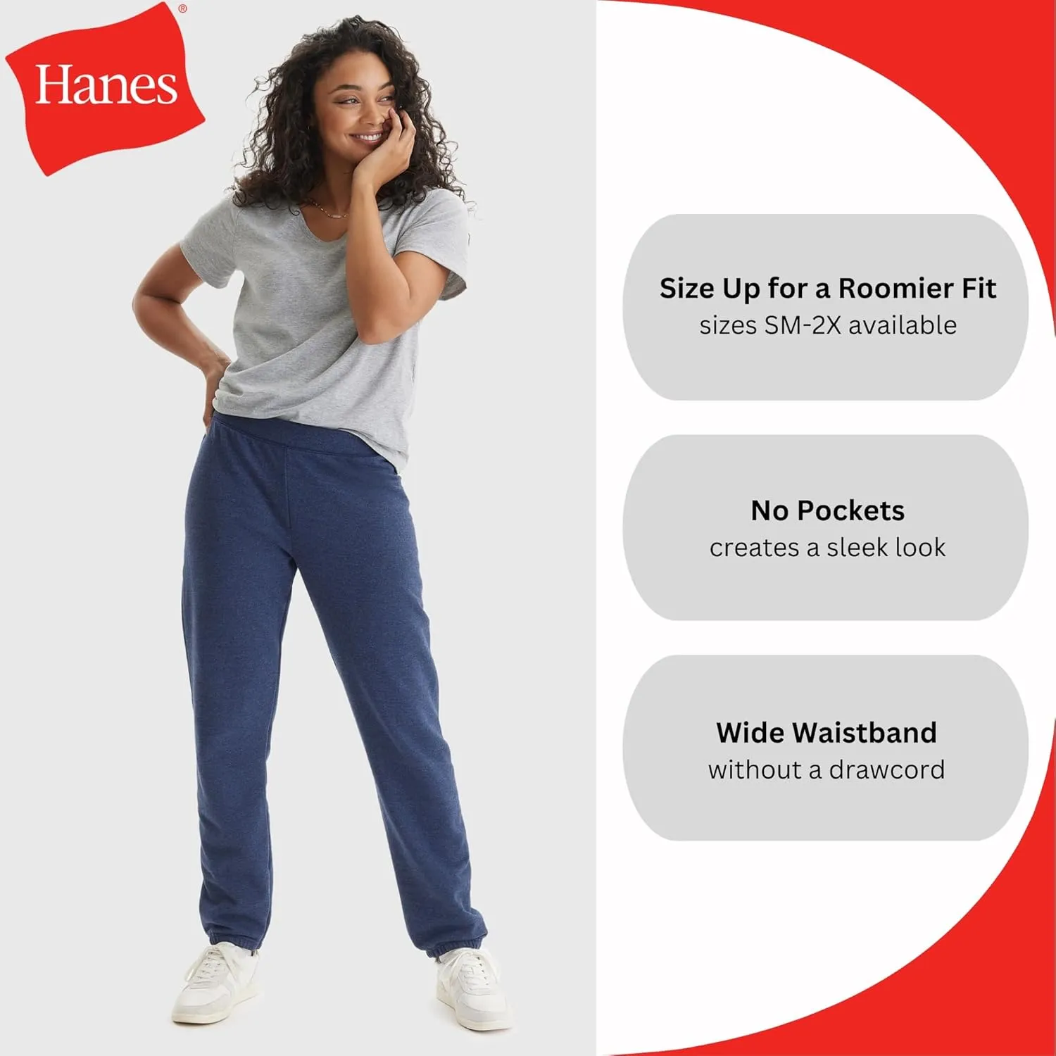 Hanes Women's Sweatpants, EcoSmart Fleece Joggers, Pocketless Cinched Leg Sweatpants for Women, 30"