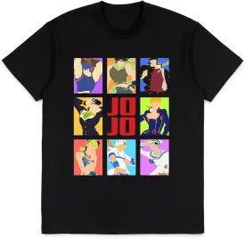 JoJo's Bizarre Adventure Shirt Anime Fashion Trend t-Shirt Unisex Short-Sleeved Tops Teen Fans Gifts Black tee Shirt