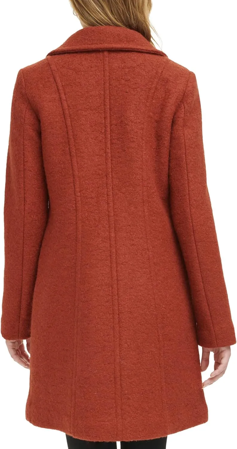 Kenneth Cole Women's Asymmetrical Zip Wool Boucle Coat