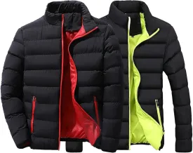 Maiyifu-GJ 2 Pack Men's Winter Puffer Jacket Lightweight Warm Windproof Down Coats Quilted Thicken Padded Coat Outerwear