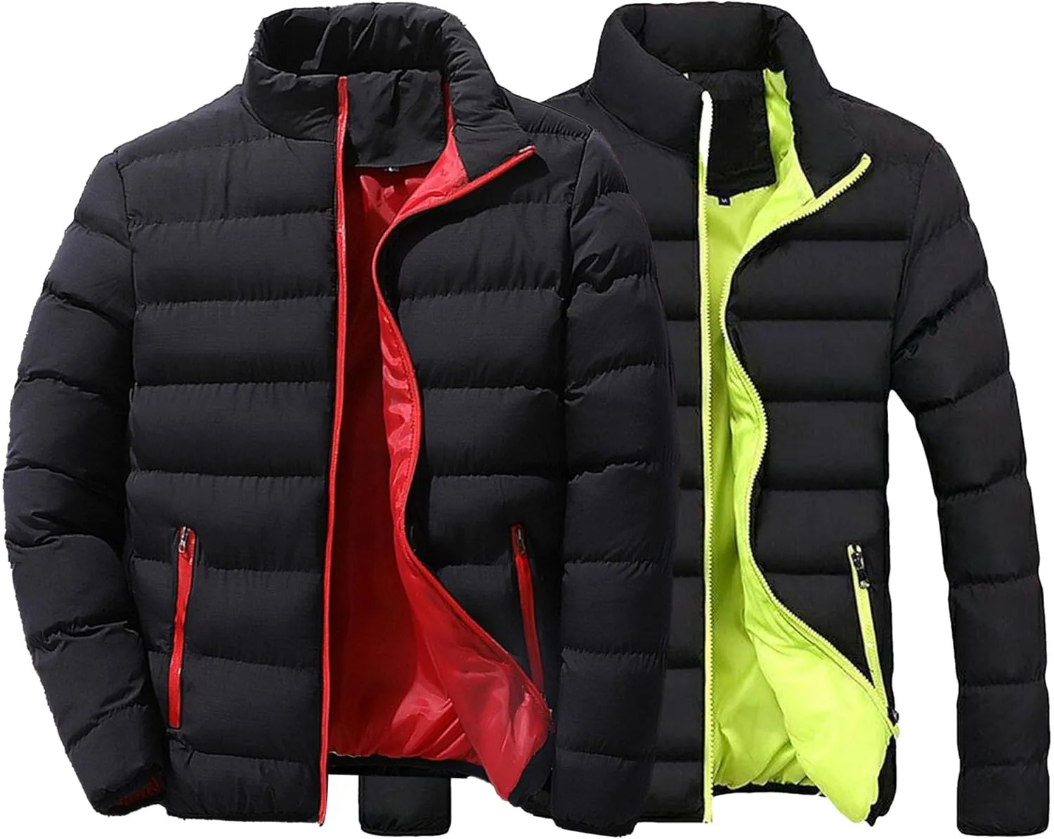 Maiyifu-GJ 2 Pack Men's Winter Puffer Jacket Lightweight Warm Windproof Down Coats Quilted Thicken Padded Coat Outerwear