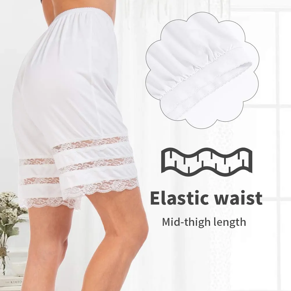 MANCYFIT Half Slip Shorts Culotte for Women Split Skirt Lace Pettipants Snip 7-9 Inseam