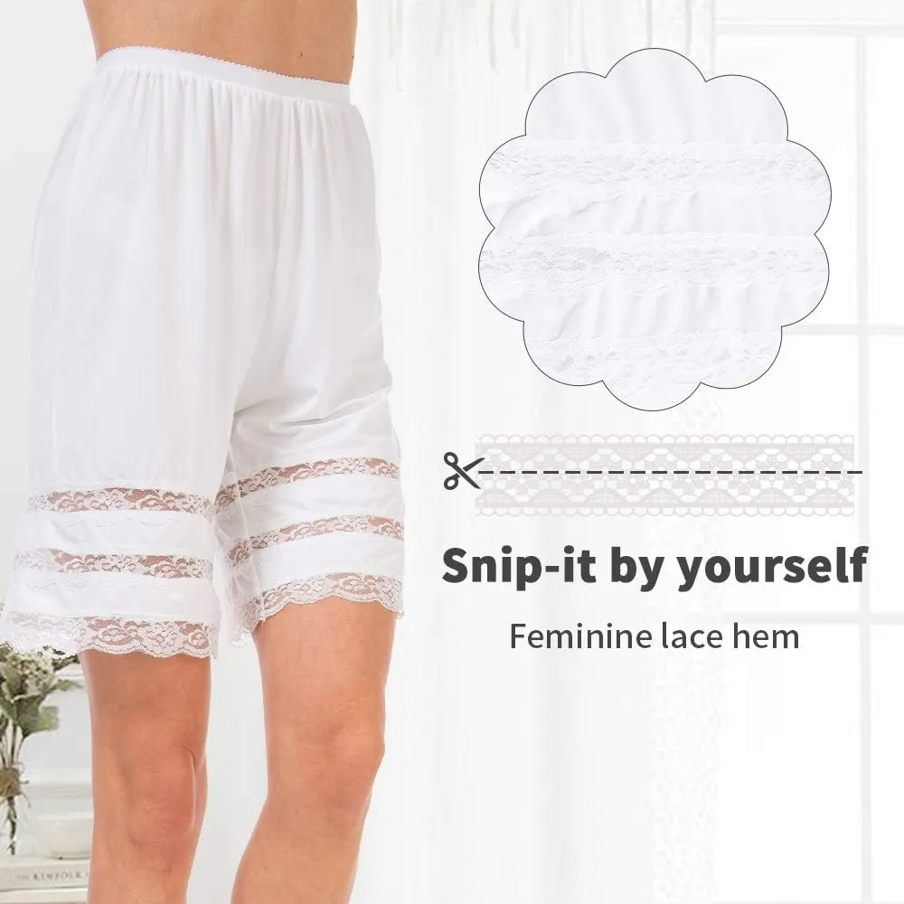 MANCYFIT Half Slip Shorts Culotte for Women Split Skirt Lace Pettipants Snip 7-9 Inseam