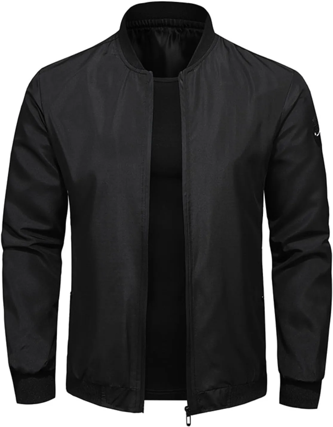 Men's Bomber Jacket Classic Solid Lightweight Casual Jackets Spring Fall Windbreaker Full Zip Up Coat with Pockets