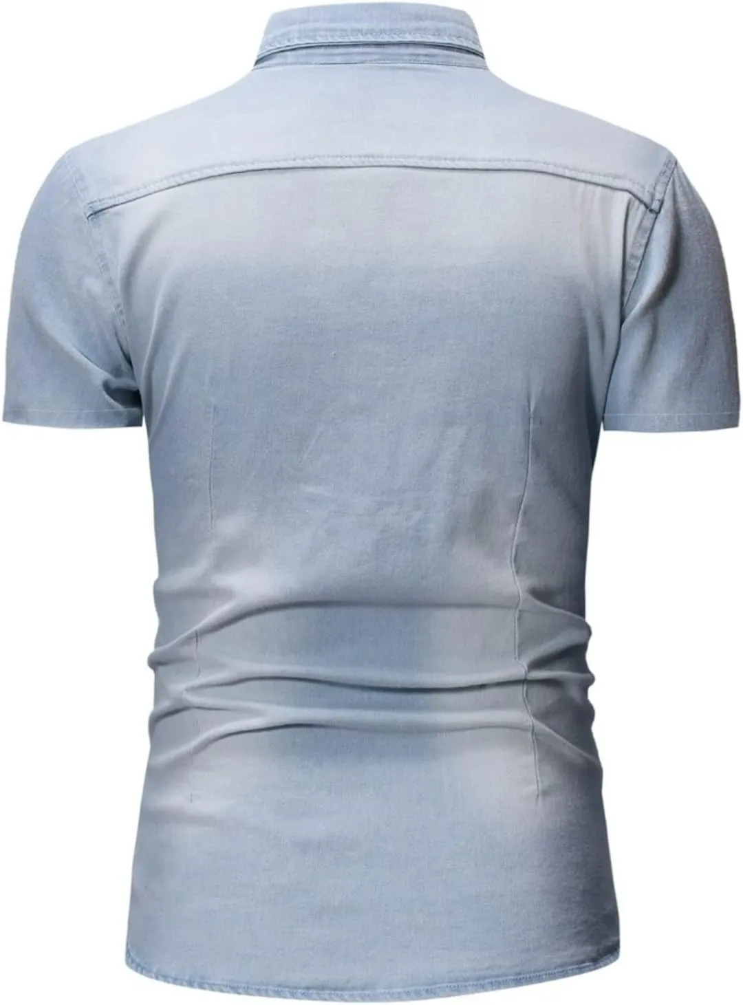 Men's Denim Shirt Casual Slim Fit Button Down Long Sleeve Washed Denim Shirt