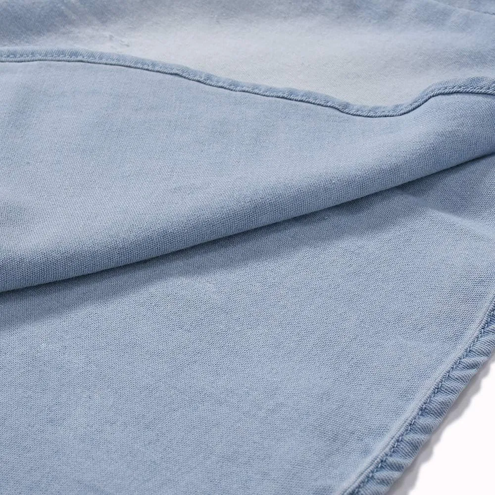 Men's Denim Shirt Casual Slim Fit Button Down Long Sleeve Washed Denim Shirt