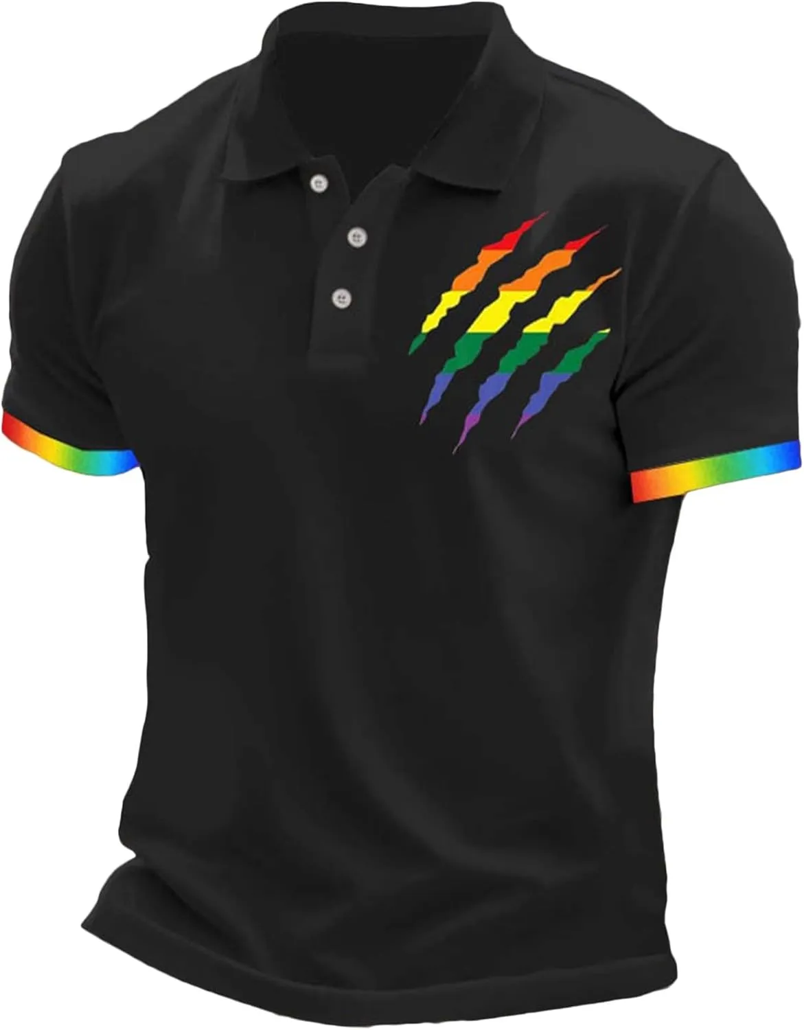 Men's Gay Pride Polo Shirt Rainbow Flag Claw Mark Tshirt LGBTQ Equality Tshirts Human Rights Shirt Supporter Tee