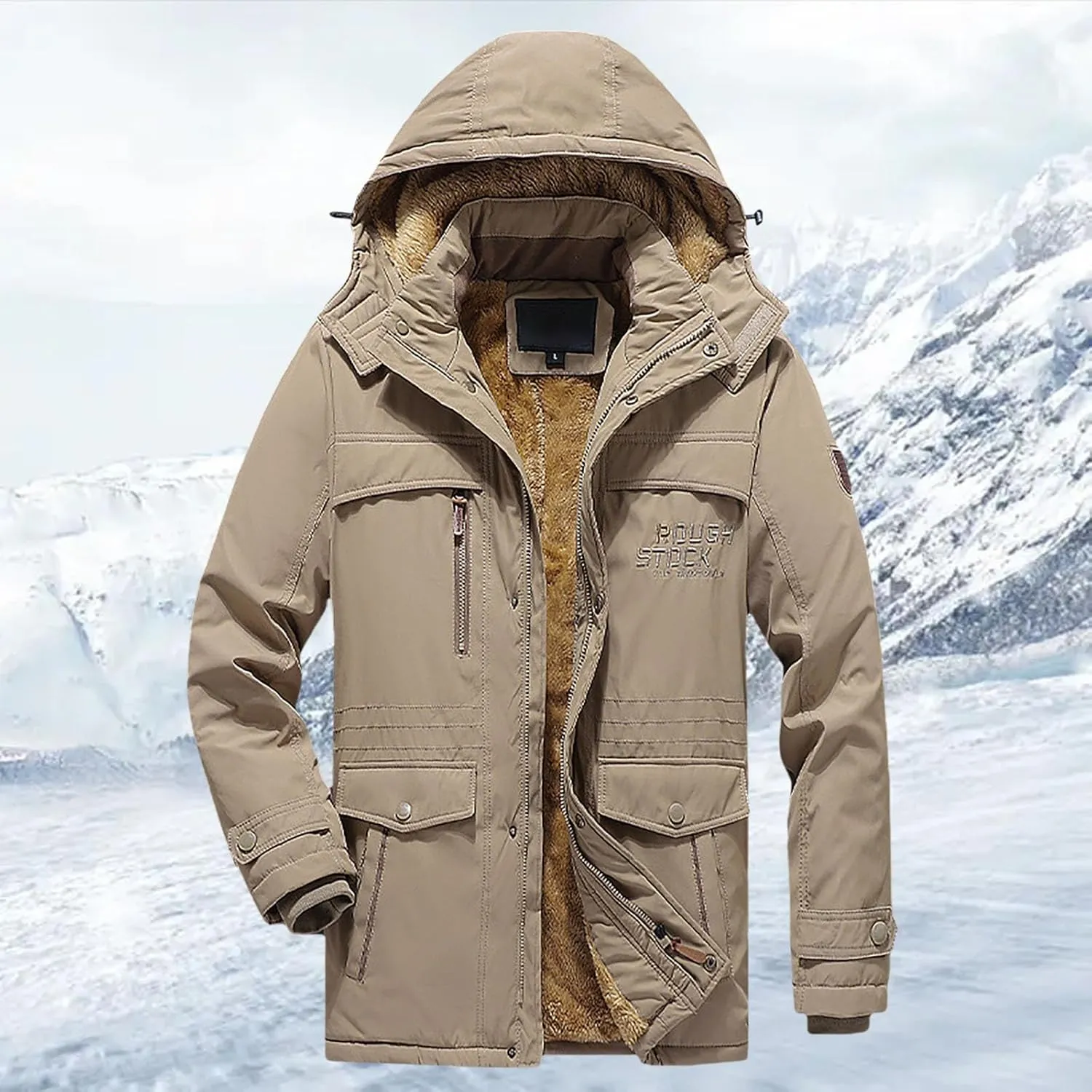 Men's Winter Thickened Warm Coat, Warm Fleece Wool, Loose Casual Cold- Jacket Soft Jacket Coat With Pockets