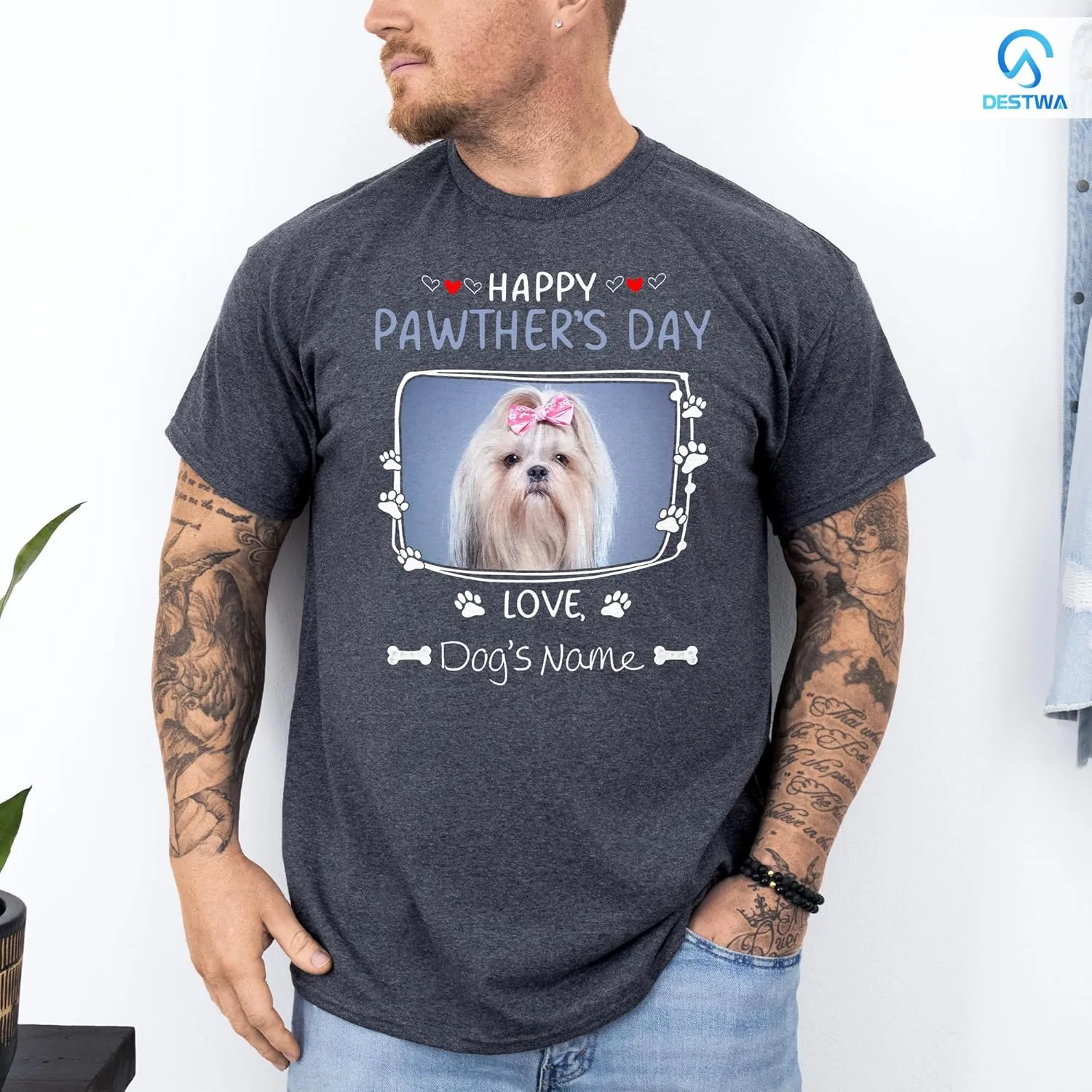 Personalized Dog Dad Shirt for Men, Custom Dog Dad T Shirt with Name Photo, Custom Fathers Day Shirt
