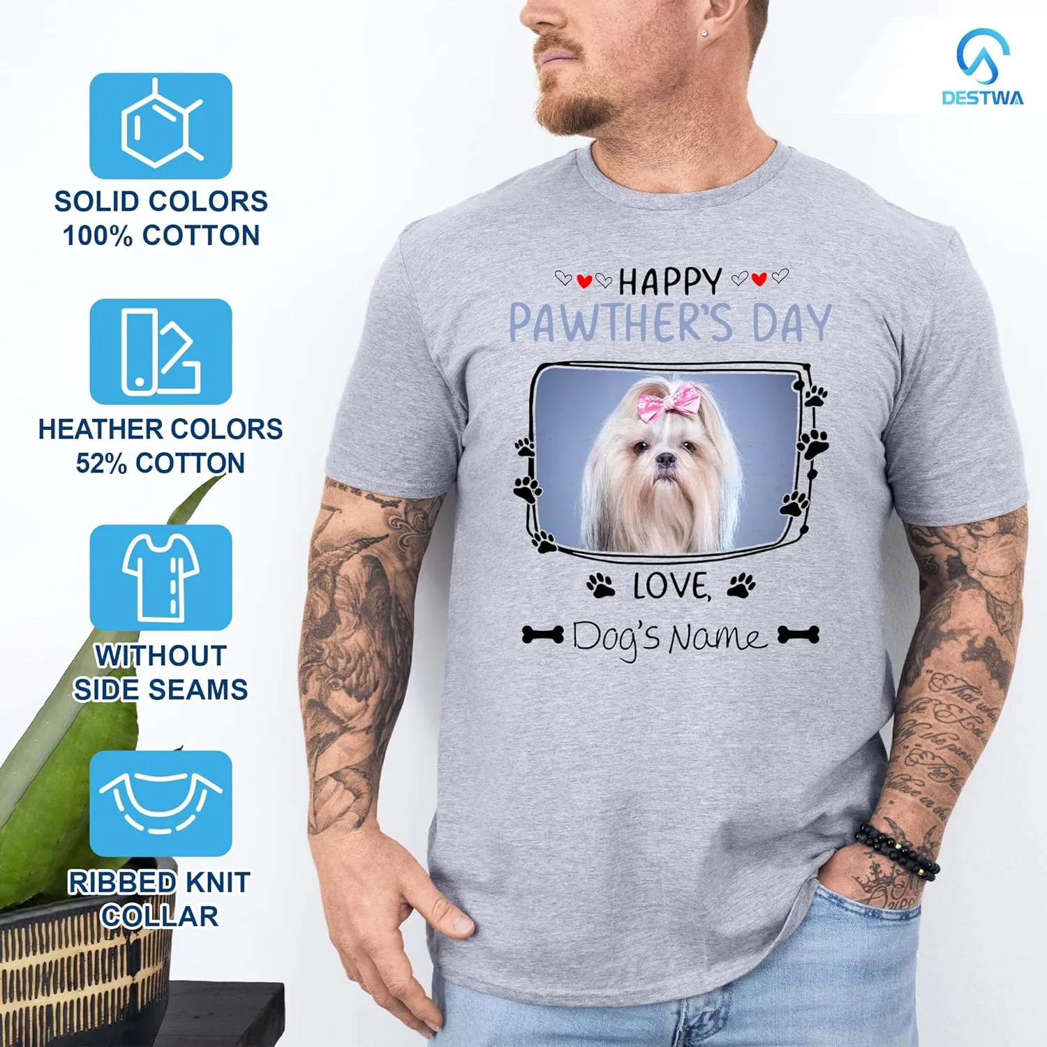 Personalized Dog Dad Shirt for Men, Custom Dog Dad T Shirt with Name Photo, Custom Fathers Day Shirt