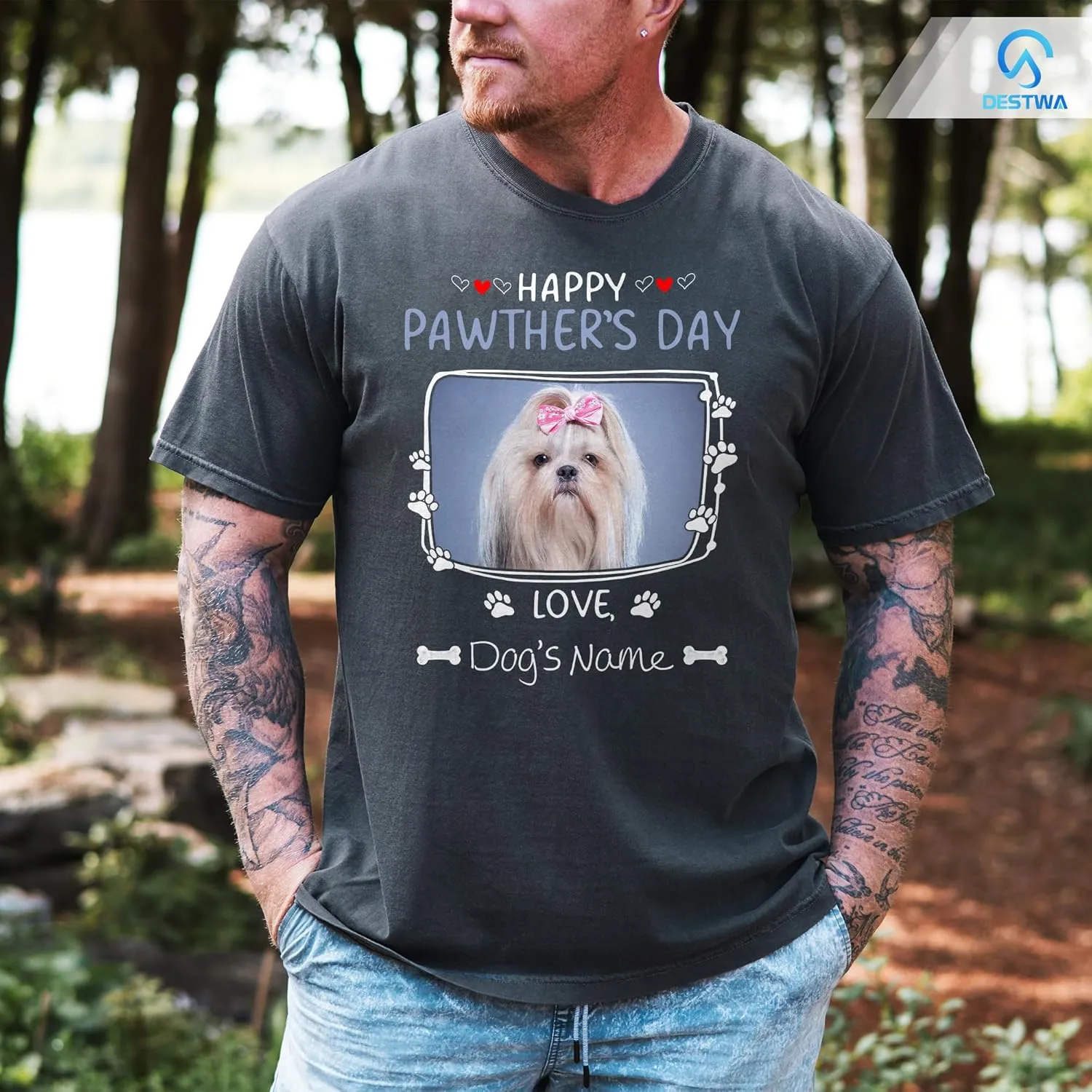 Personalized Dog Dad Shirt for Men, Custom Dog Dad T Shirt with Name Photo, Custom Fathers Day Shirt