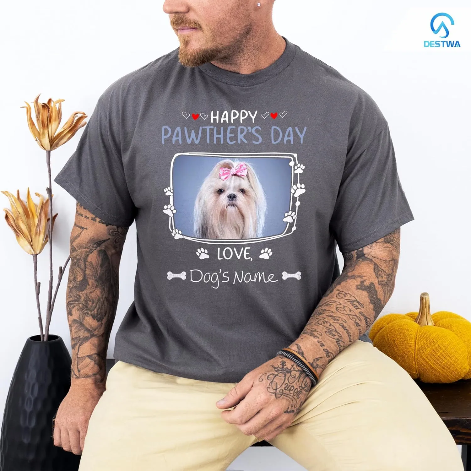 Personalized Dog Dad Shirt for Men, Custom Dog Dad T Shirt with Name Photo, Custom Fathers Day Shirt