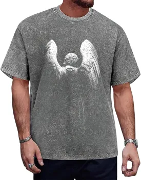 PORCLAY Men's Graphic Tees Shirt Unisex Cotton Oversized T-Shirt Short Sleeve Vintage Streetwear Casual Tops