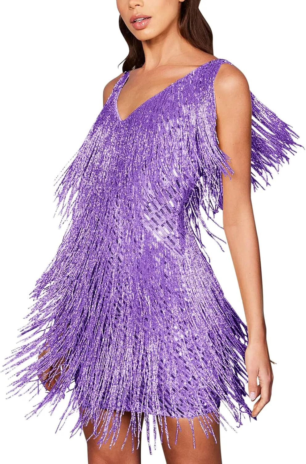 Sequin Cocktail Dresses Flapper Dresses 1920s Gatsby with All-Over Fringe Mini Dresses Prom Party Dress