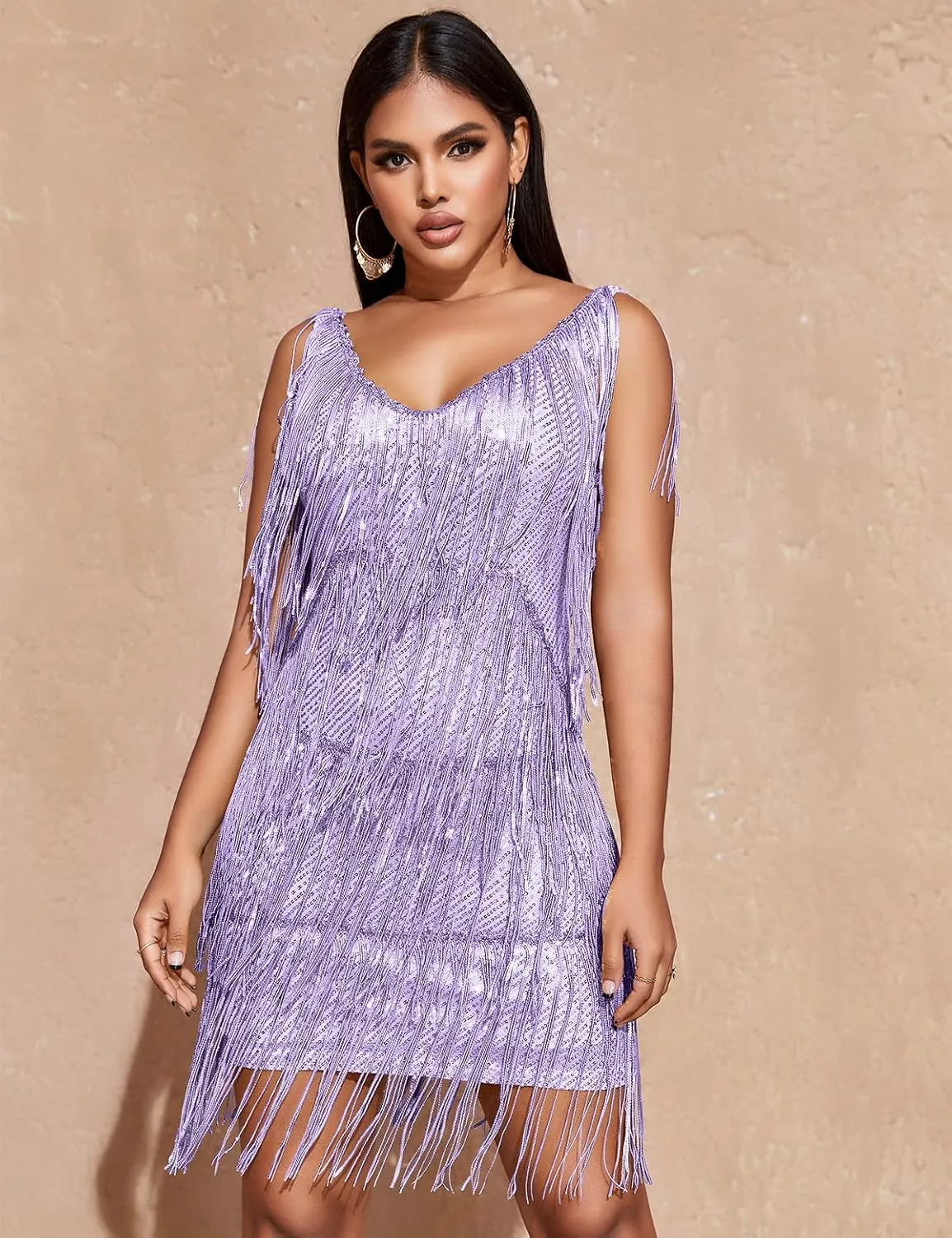 Sequin Cocktail Dresses Flapper Dresses 1920s Gatsby with All-Over Fringe Mini Dresses Prom Party Dress