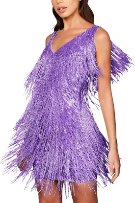 Sequin Cocktail Dresses Flapper Dresses 1920s Gatsby with All-Over Fringe Mini Dresses Prom Party Dress