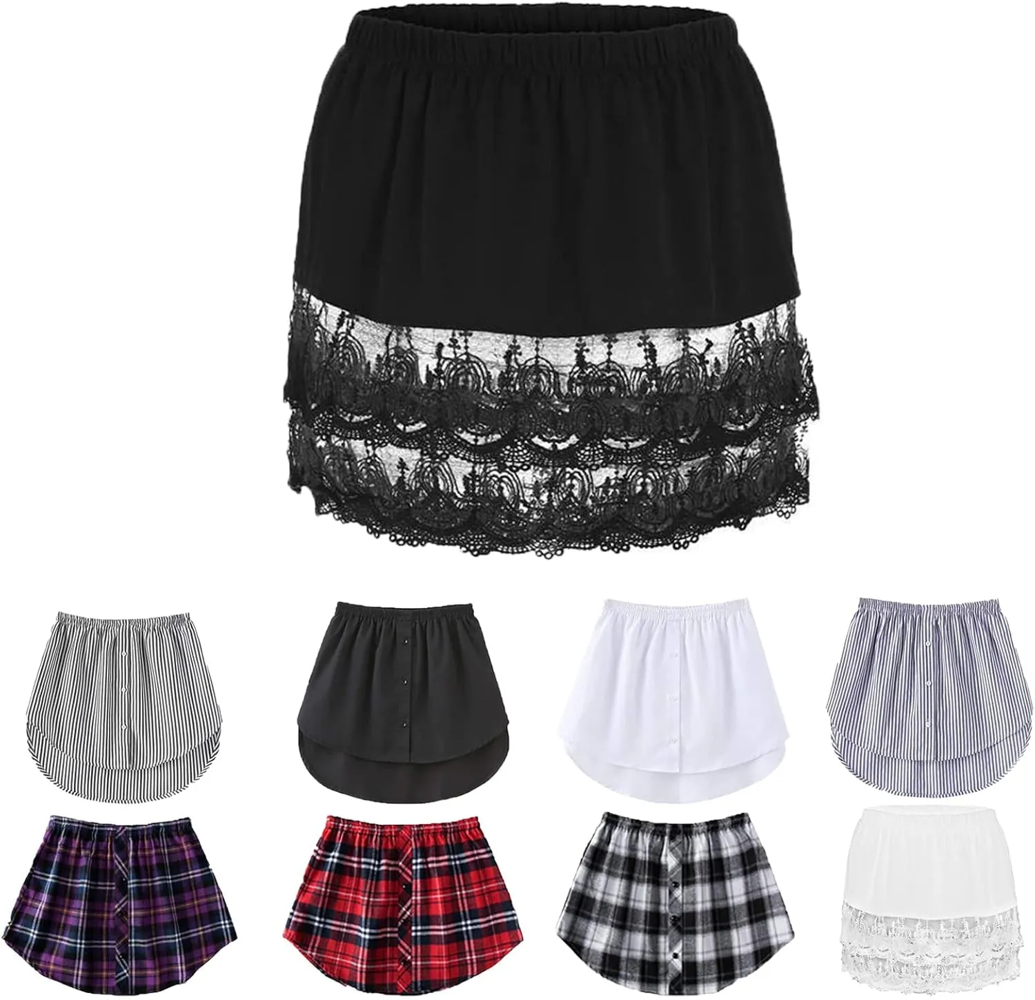 Shirt Extender for Women Layering,Adjustable Shirt Extenders Fake Top Lower Sweep Skirt for Layering