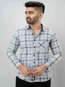 Spread  Checkered Pure Cotton Formal Shirt