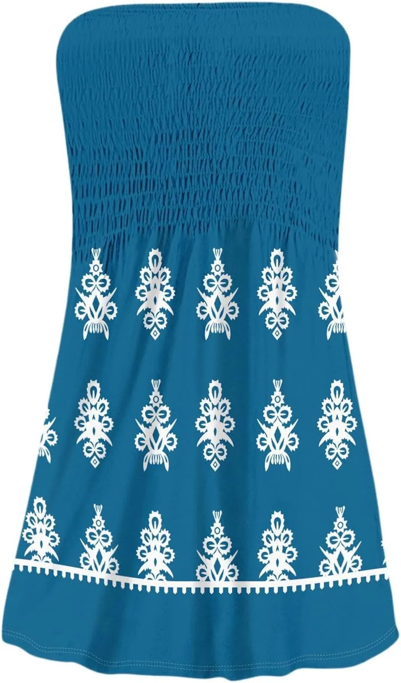 Summer Dresses for Women 2025 Strapless Casual Beach Cover Ups Tube Top Sundress