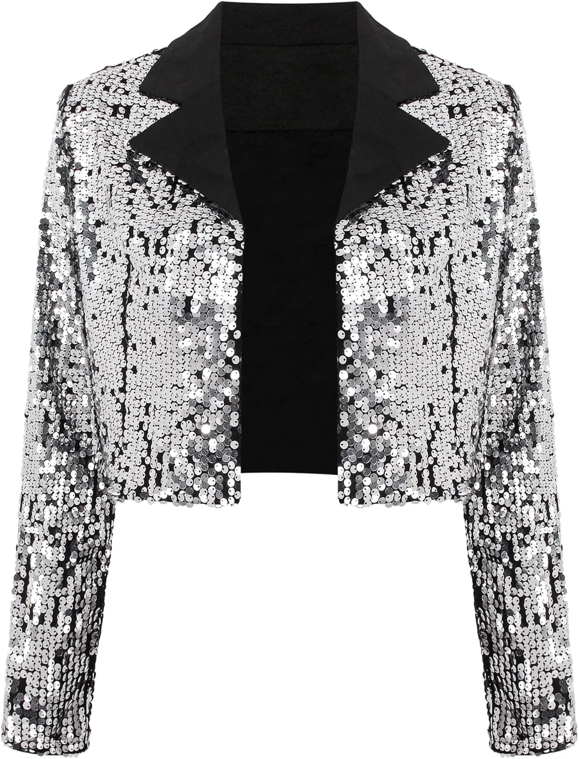 TYNORA Womens Sequin Jackets Long Sleeve Open Front Coat Glitter Short Blazer Casual Coat Party Club